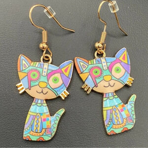 Mosaic Kitty Earrings